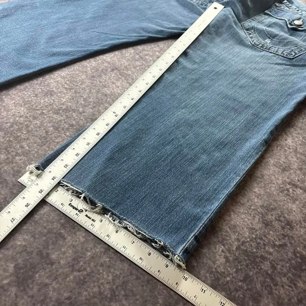 Vintage Y2K True Religion Billy Men’s Jeans World Tour Distressed Raw Hem Denim